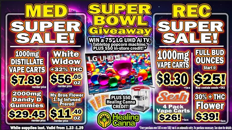 The Healing Canna SUPER SALE $25oz, $8.30 CARTS!