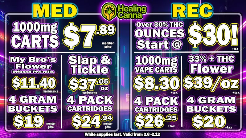 The Healing Canna 30%+ THC $30 REC OZ!