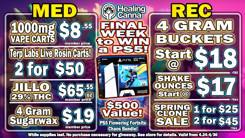 The Healing Canna $18-4g, $17-Shake Oz