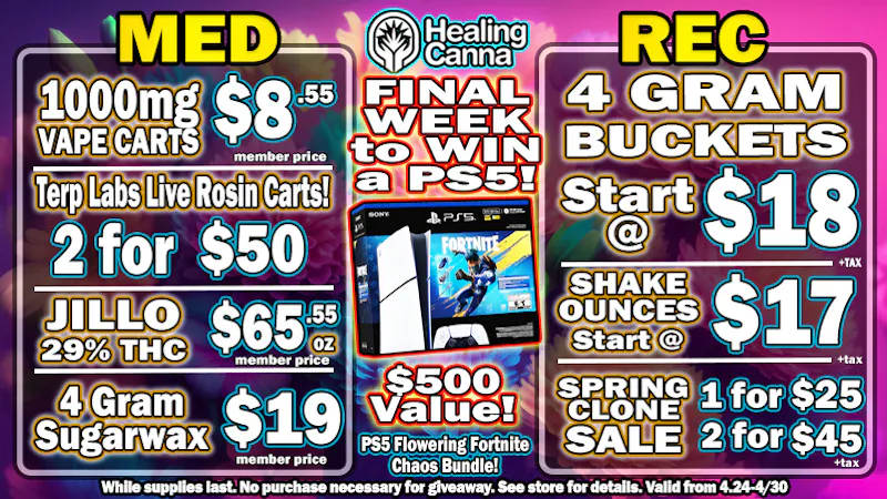 The Healing Canna $18-4g, $17-Shake Oz