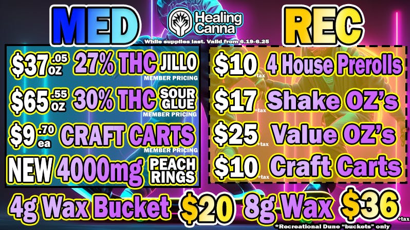 The Healing Canna Shake starting at $17 & 4 House Joints $10
