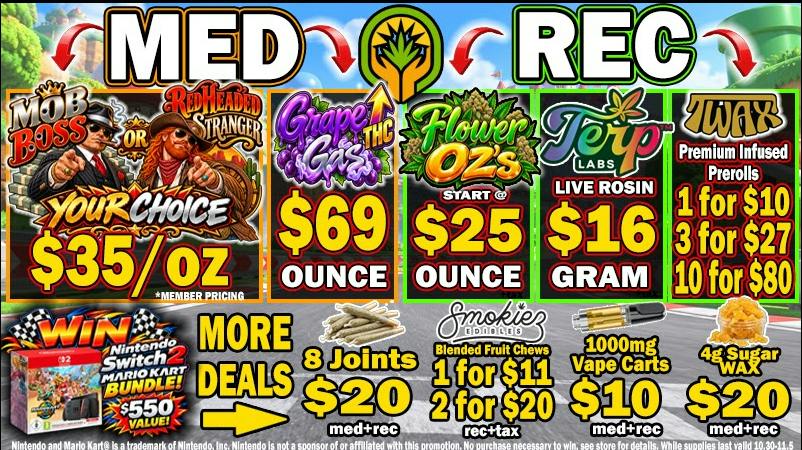 The Healing Canna WIN Nintendo 2! $25 Oz's, 10 Twax/$80