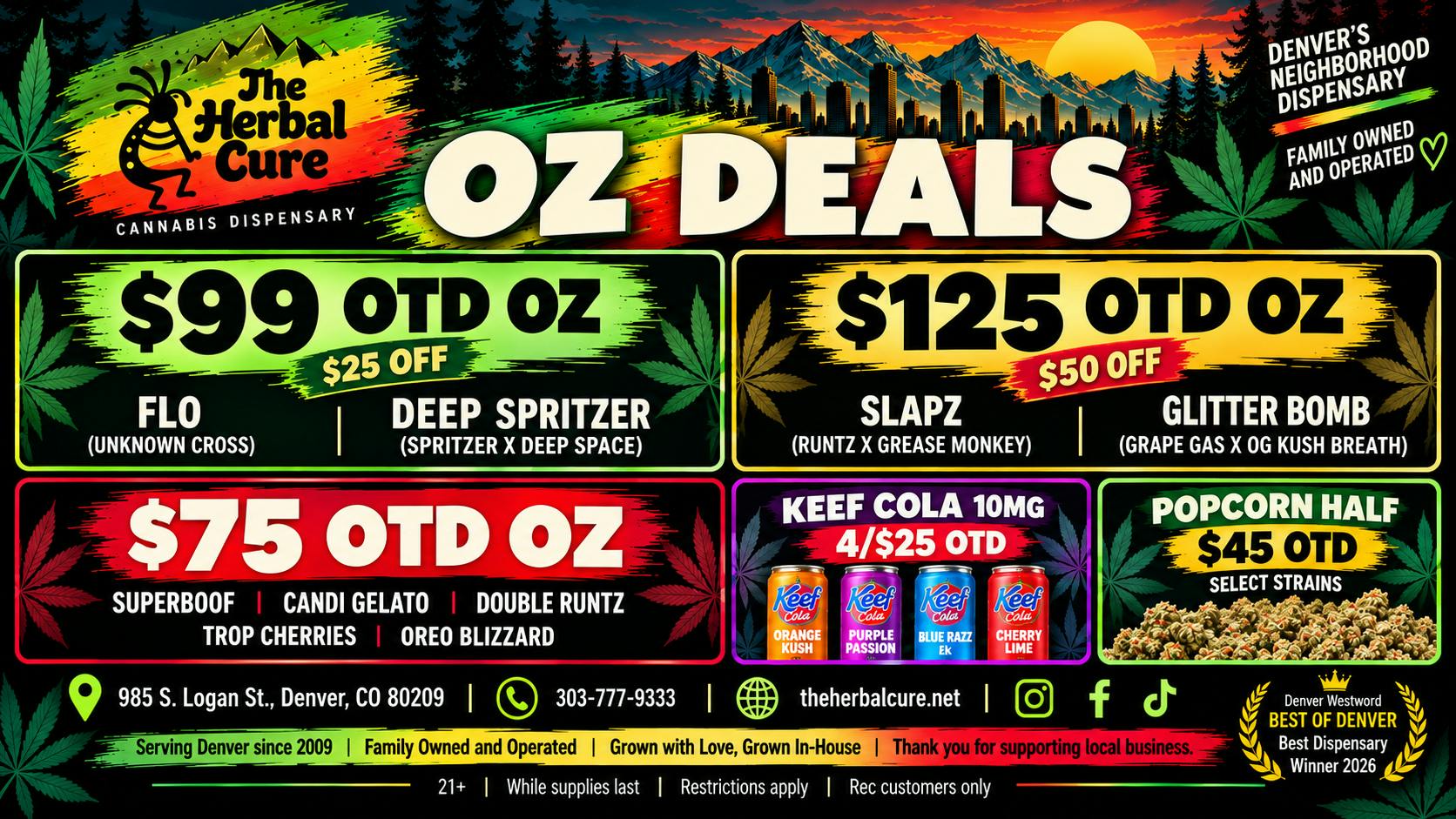 The Herbal Cure (Med and Rec) Top Shelf Ounce Deals