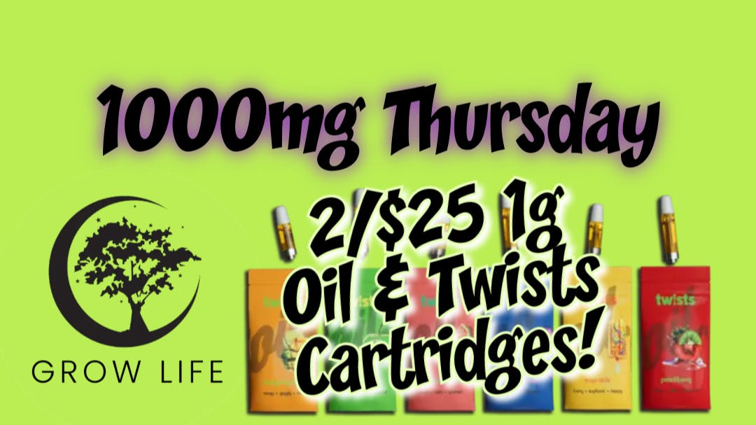 Grow Life 2/$25 1g Oil Cartridges - Over 20 Flavors!