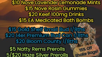 Grow Life $20 Bloom 1/8ths, $5 Joints, $40 Packs 1g Vapes!