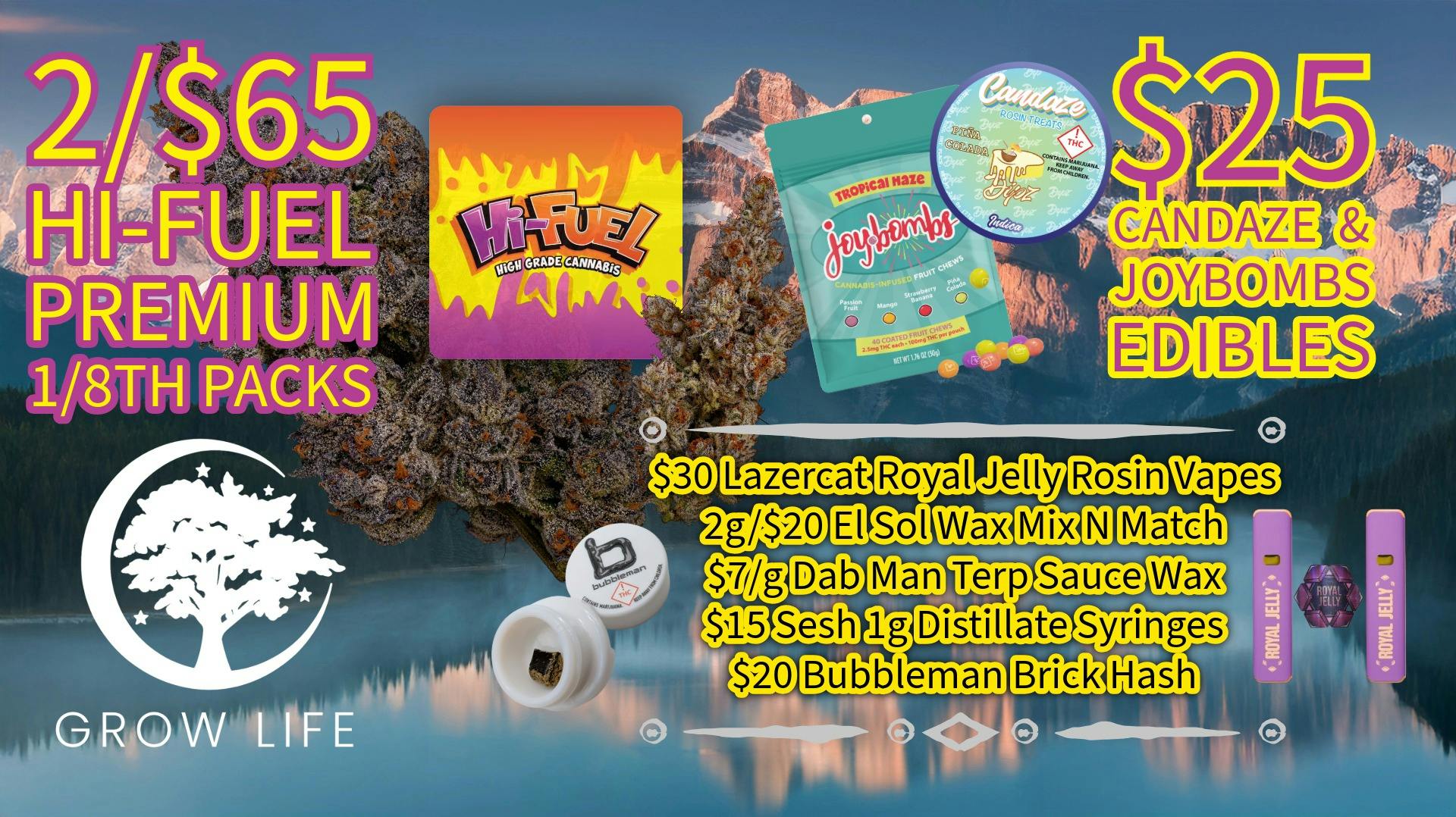 Grow Life REC Deals: $7/g Wax, $30 Rosin Vapes, $25 Joybombs