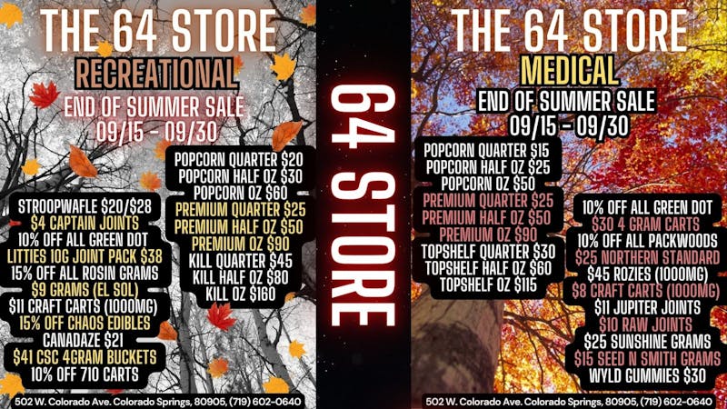 The 64 Store End Of Summer Sale!! CRAZY DEALS Med and Rec!!!!