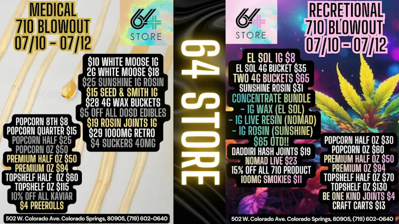 The 64 Store 710 Weekend Sale! 07/10 Through 07/12