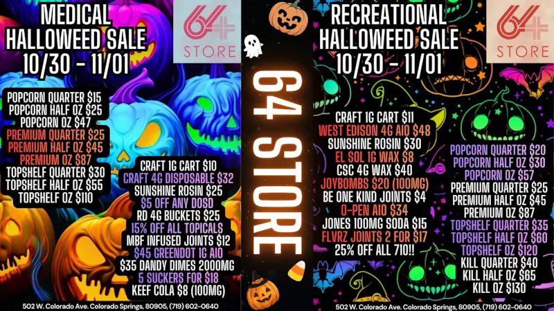 The 64 Store Halloweed Sale!! 10/30 Through 11/01