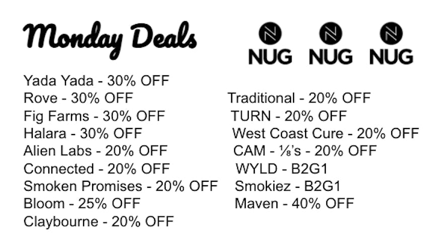 NUG El Cerrito Monday Deals...