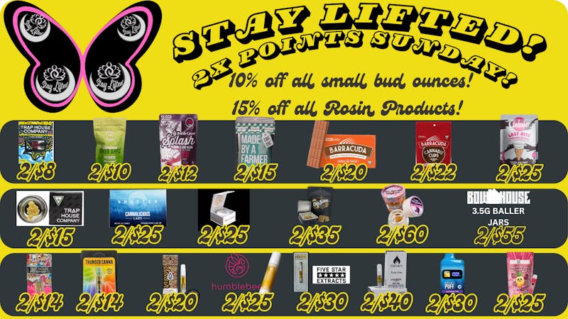 Stay Lifted Double Points Sunday!! 10% off Oz's + MORE!!