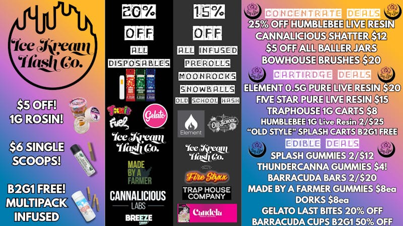Stay Lifted ICE KREAM HASH CO. Sale! $55-$85 ounces! + MORE