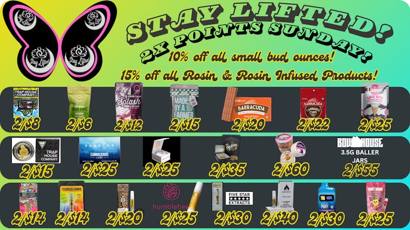 Stay Lifted Double Points Sunday!! 10% off Oz's + MORE!!