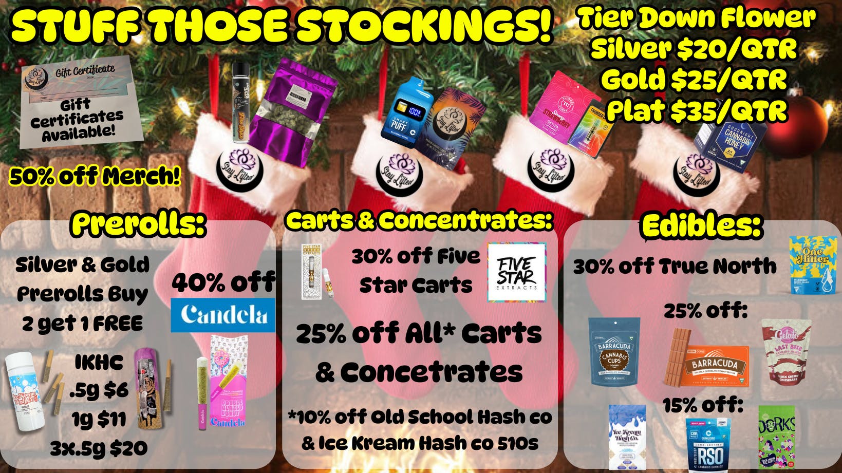 Stay Lifted Closing at 5pm, Merry Christmas!