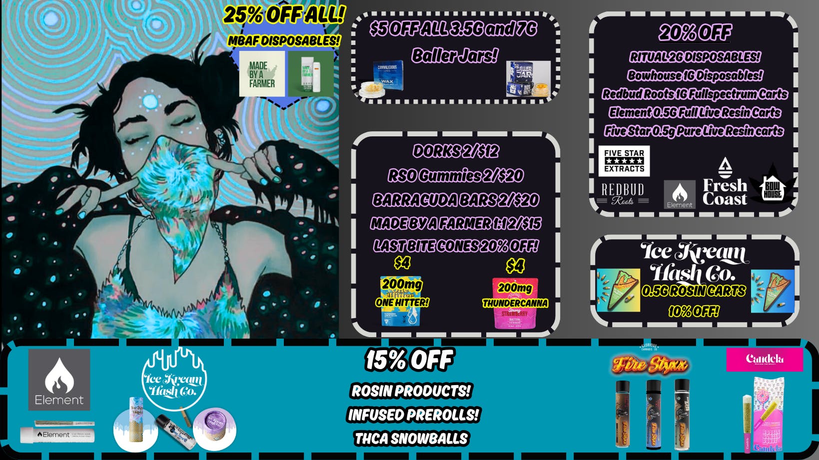 Stay Lifted 15% off infused! $65-$85 ounces +MORE