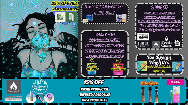 Stay Lifted 15% off infused! $65-$85 ounces +MORE