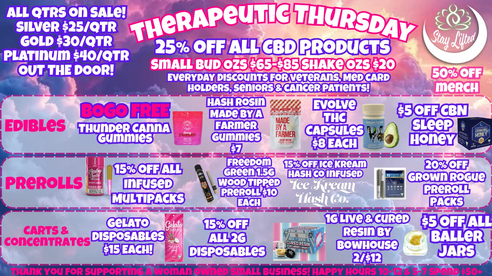 Stay Lifted Therapeutic Thursday ALL QTRS ON SALE!