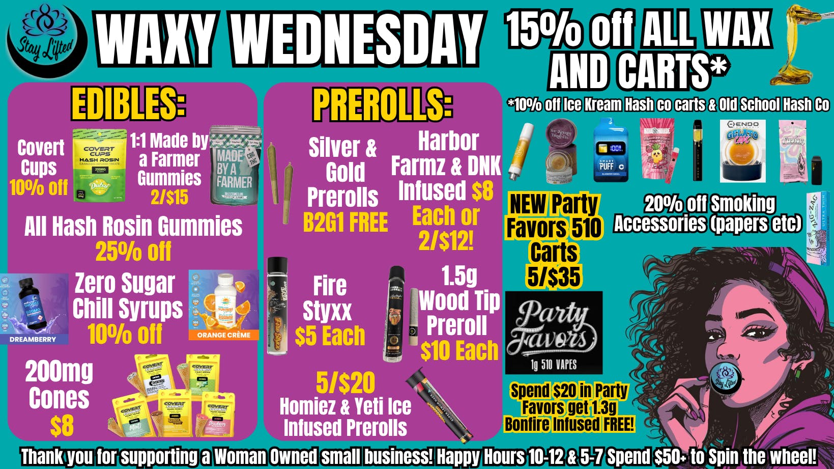 Stay Lifted WAXY WEDNESDAY 15% off Carts & Concentrates!