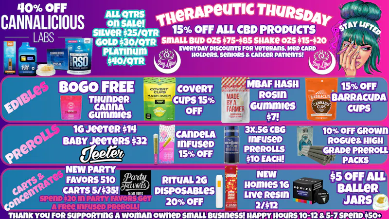 Stay Lifted Therapeutic Thursday ALL QTRS ON SALE!