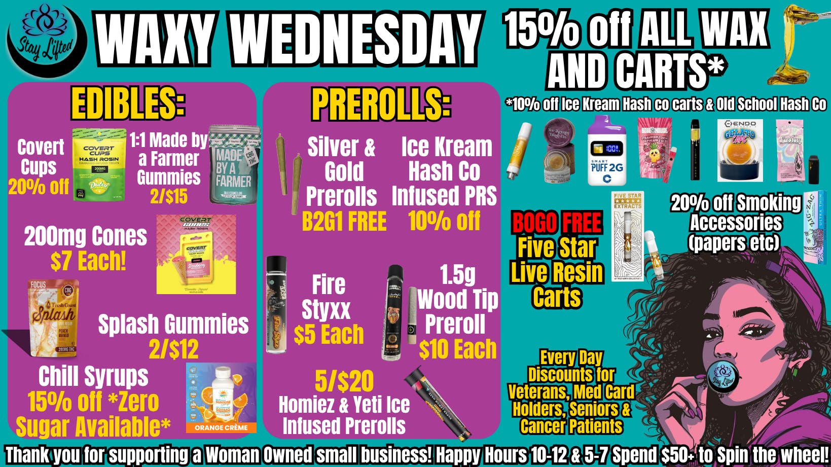 Stay Lifted WAXY WEDNESDAY 15% off Carts & Concentrates!