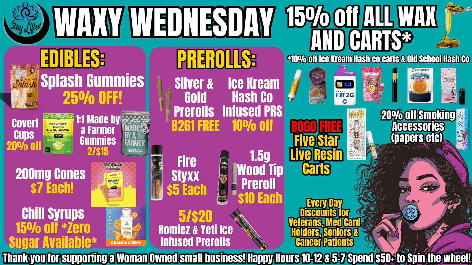 Stay Lifted WAXY WEDNESDAY 15% off Carts & Concentrates!