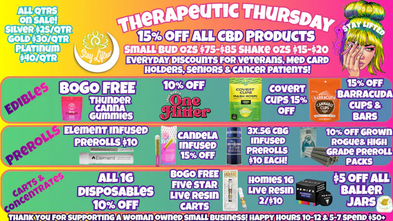 Stay Lifted Therapeutic Thursday ALL QTRS ON SALE!