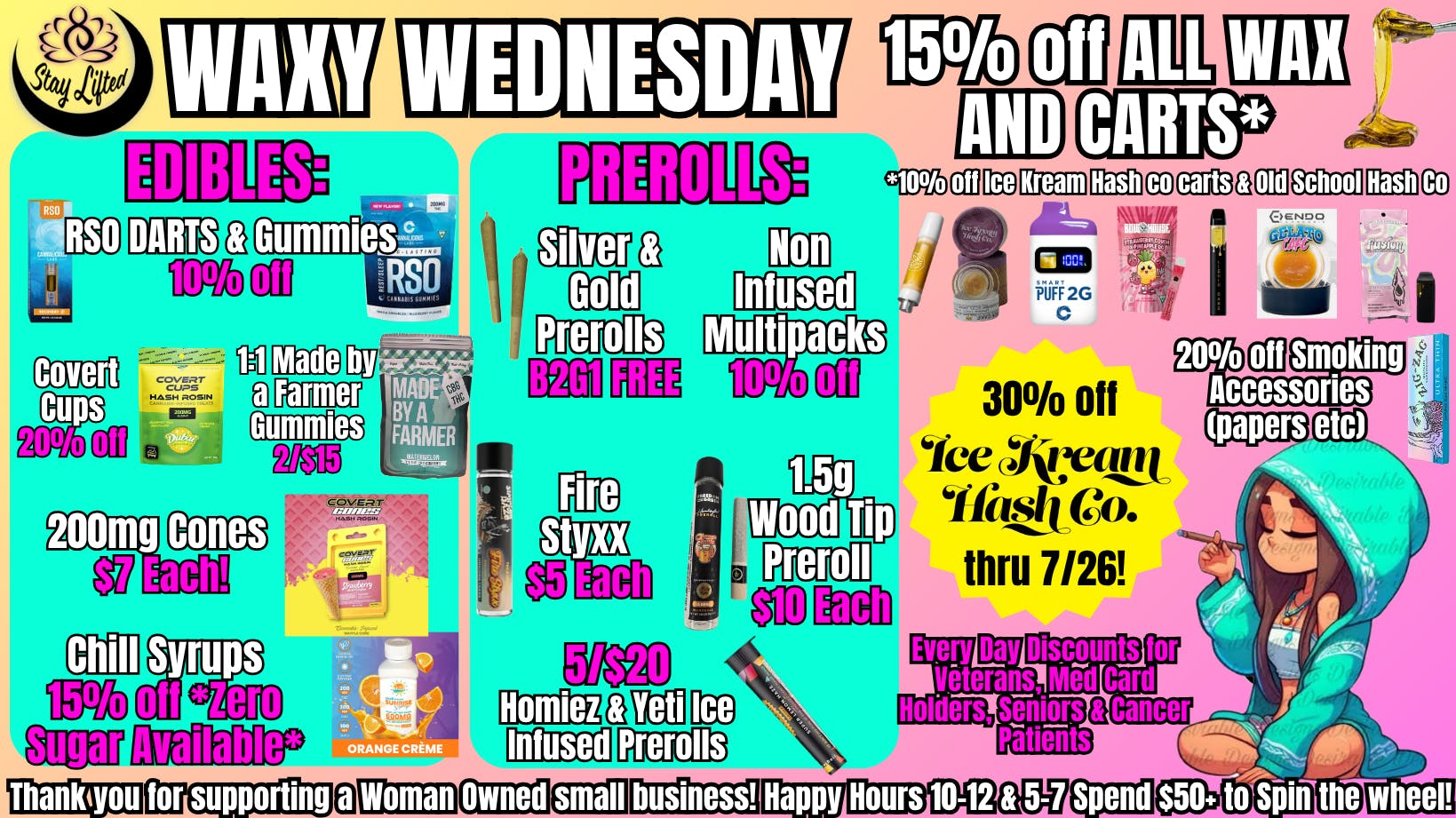 Stay Lifted WAXY WEDNESDAY 15% off Carts & Concentrates!