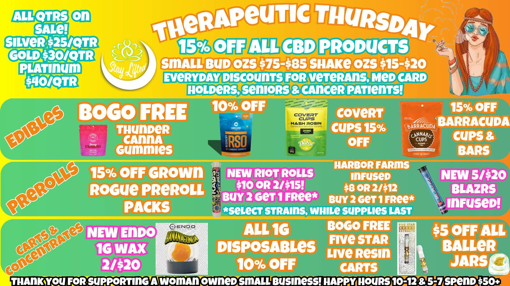 Stay Lifted Therapeutic Thursday ALL QTRS ON SALE!