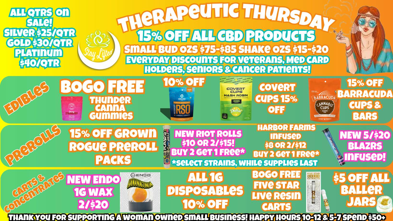 Stay Lifted Therapeutic Thursday ALL QTRS ON SALE!