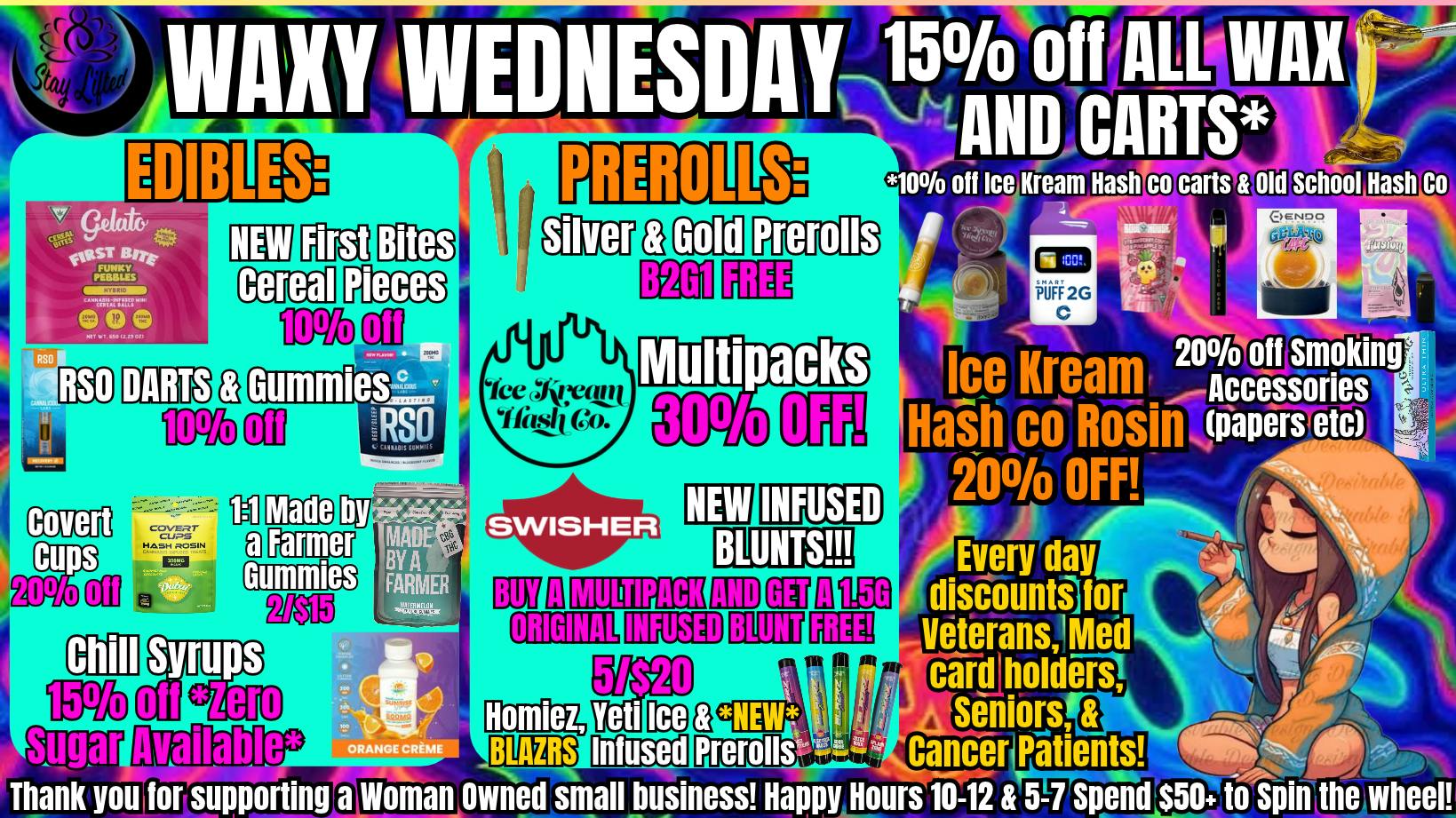 Stay Lifted WAXY WEDNESDAY 15% off Carts & Concentrates!