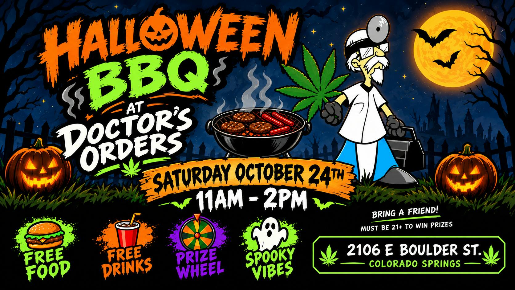 Doctors Orders BBQ 10/24 11am-2pm - FREE FOOD & PRIZE WHEEL!