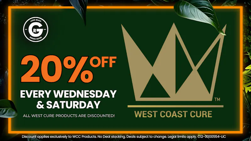 Long Beach Green Room 20% Off West Coast Cure