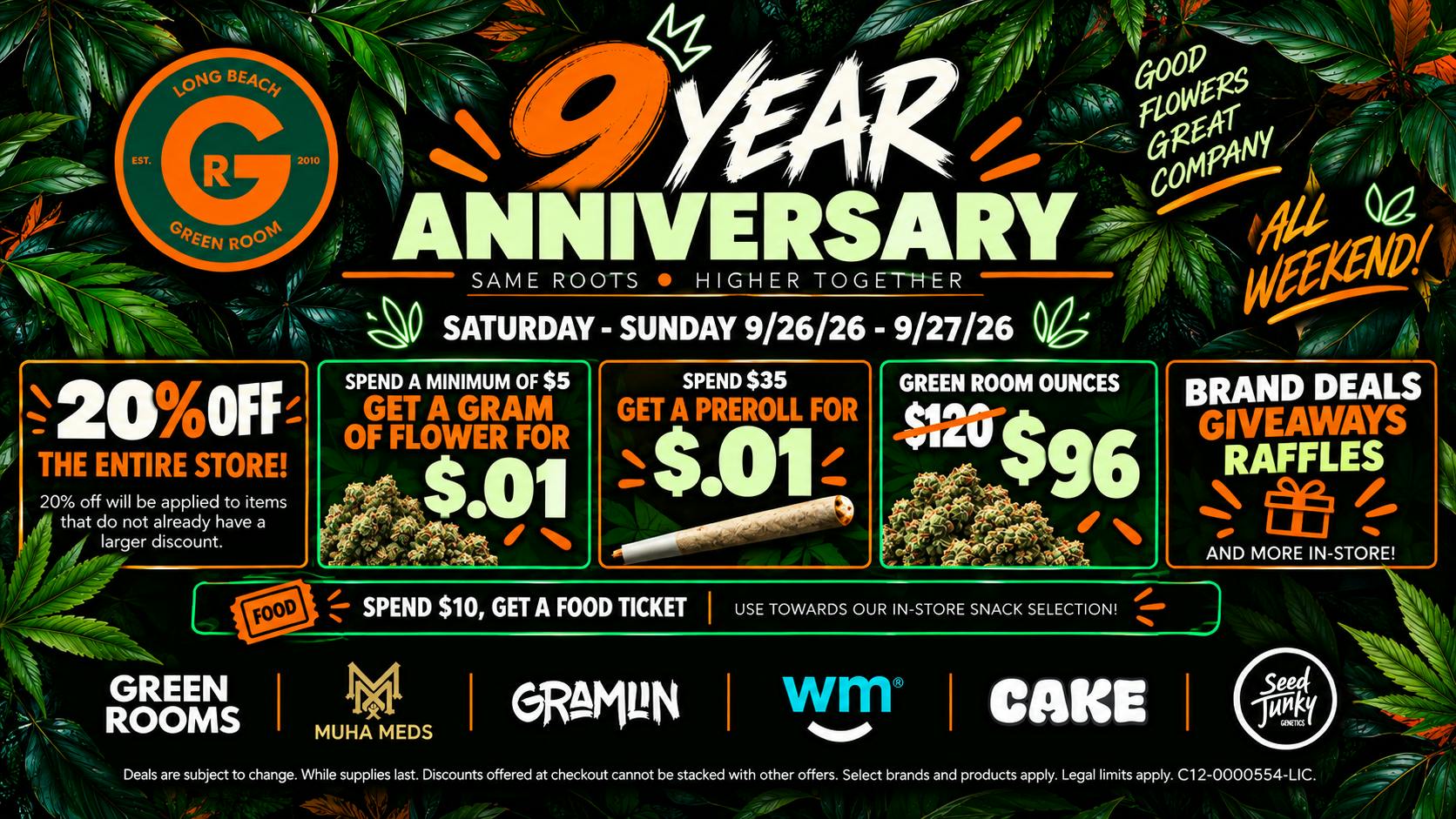 Long Beach Green Room Anniversary Specials
