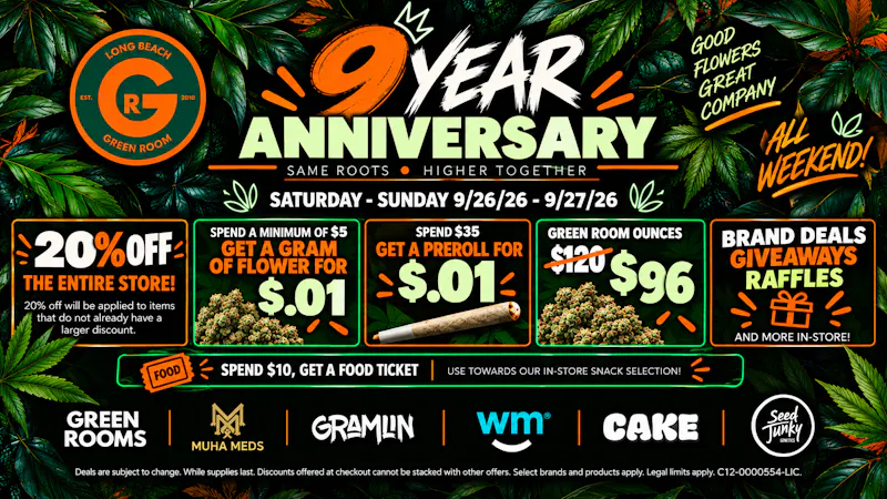 Long Beach Green Room Anniversary Specials