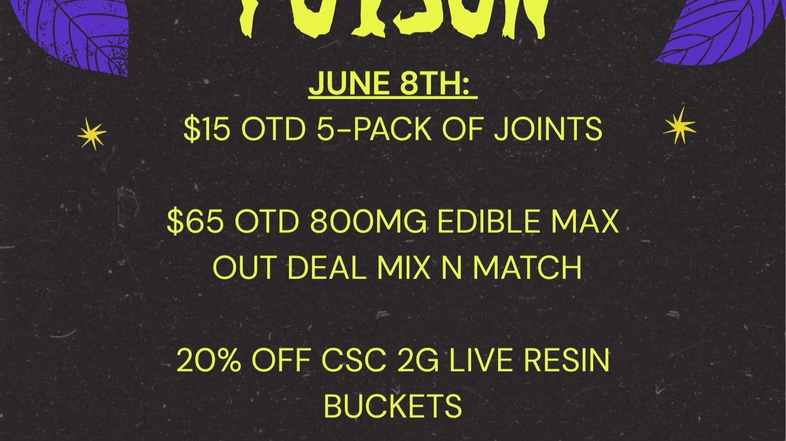 Docs Apothecary JUNE 8TH: NAME YOUR POISON DAY $
