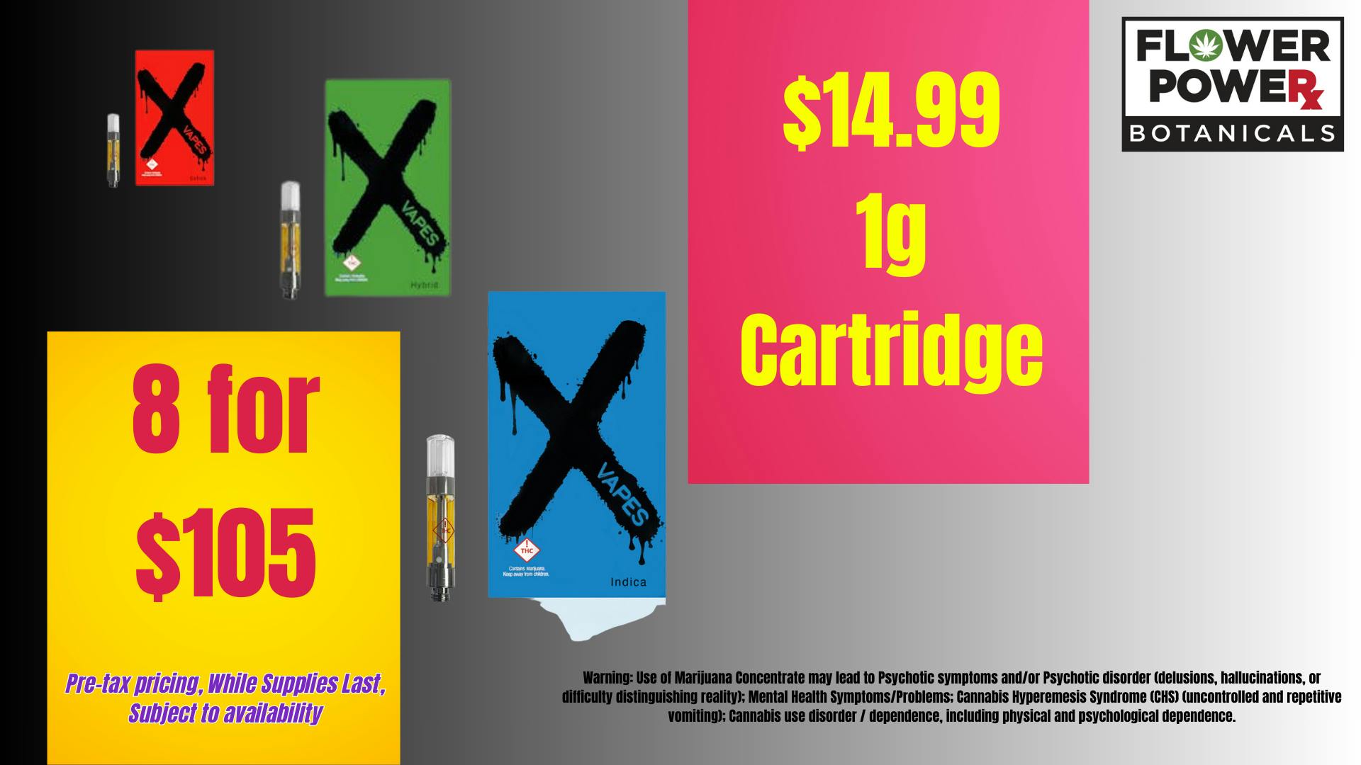 Flower Power Botanicals $14.99 1g Value Cartridge