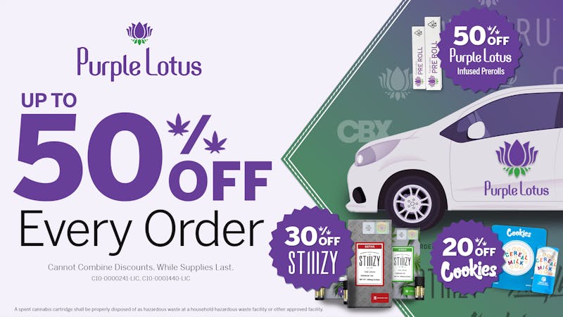 Purple Lotus Delivery - Morgan Hill Up To 50% Off Every Day!