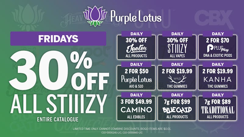 Purple Lotus Patient Center - San Jose Fridays | 30% Off All Stiiizy