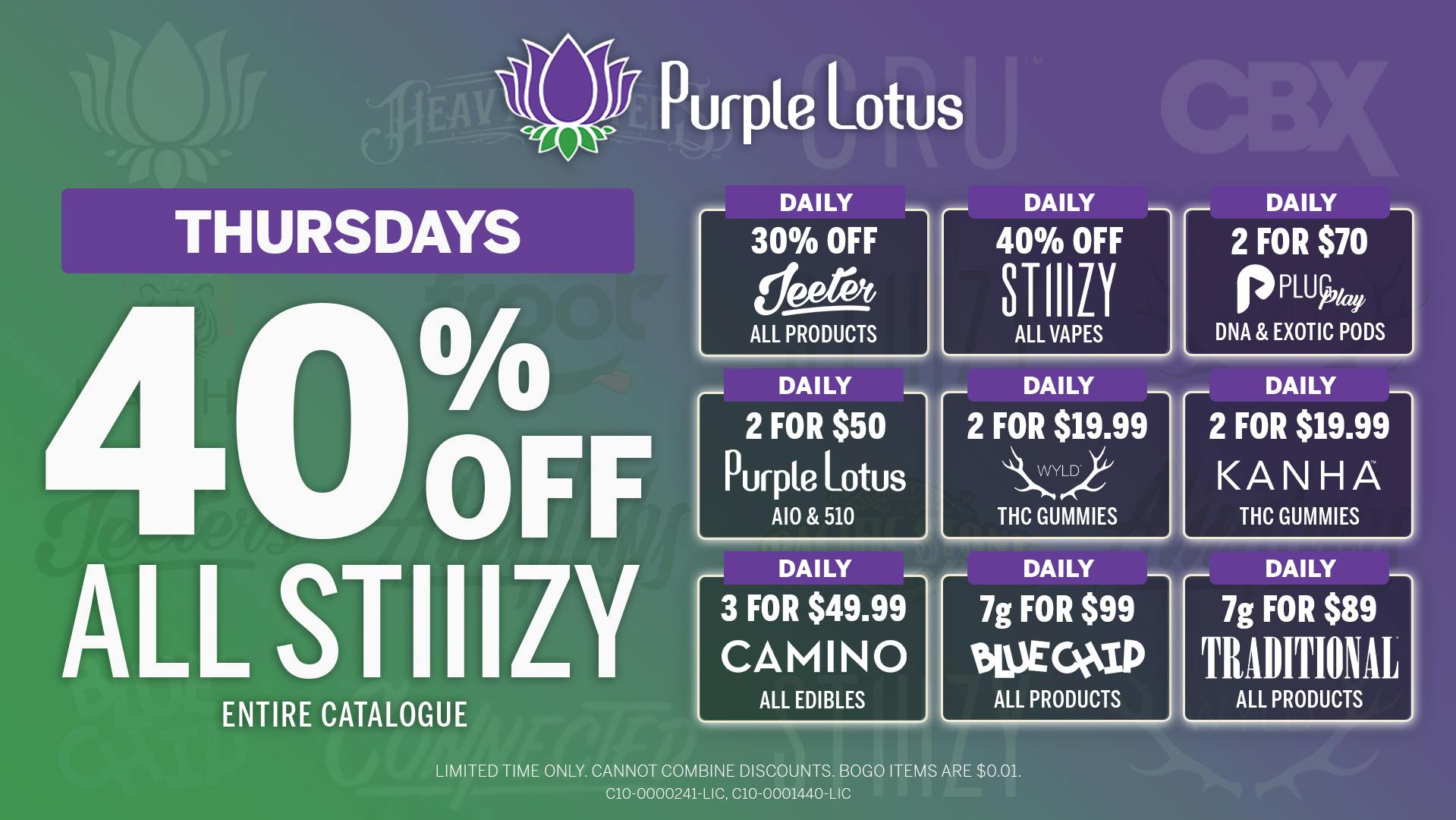 Purple Lotus Patient Center - San Jose Thursdays | 40% Off All Stiiizy