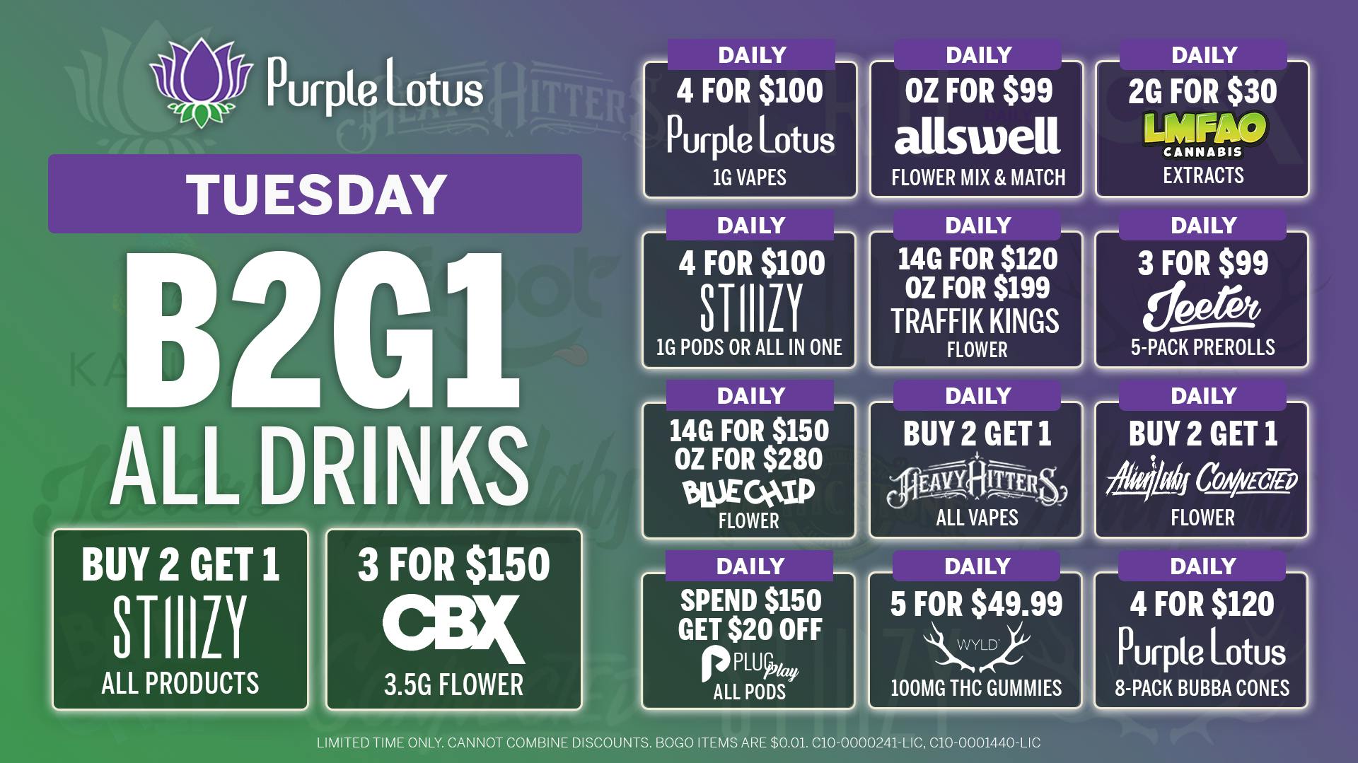 Purple Lotus Patient Center - San Jose B2G1 All Drinks