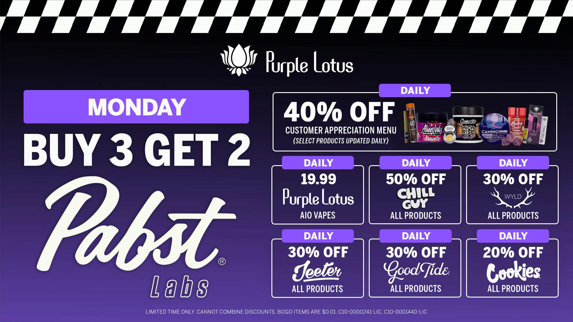 Purple Lotus Patient Center - San Jose Buy 3 Get 2 Pabst