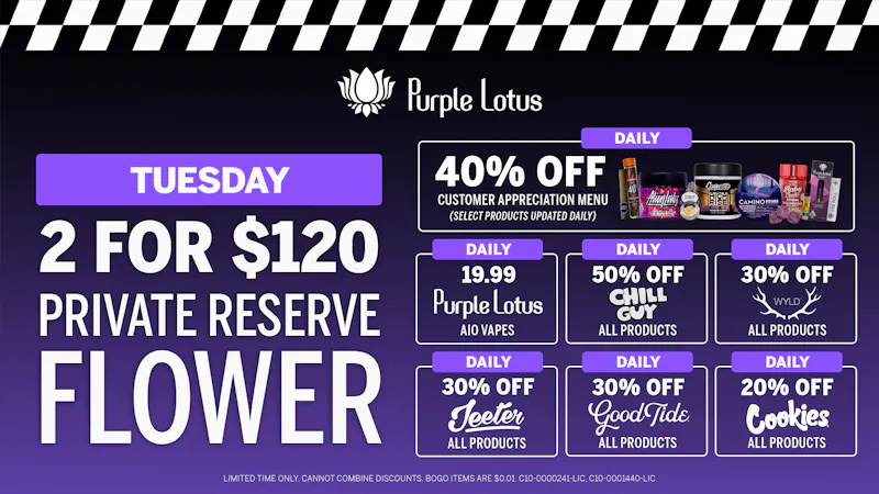 Purple Lotus Patient Center - San Jose 2 For $120 Private Reserve Flower