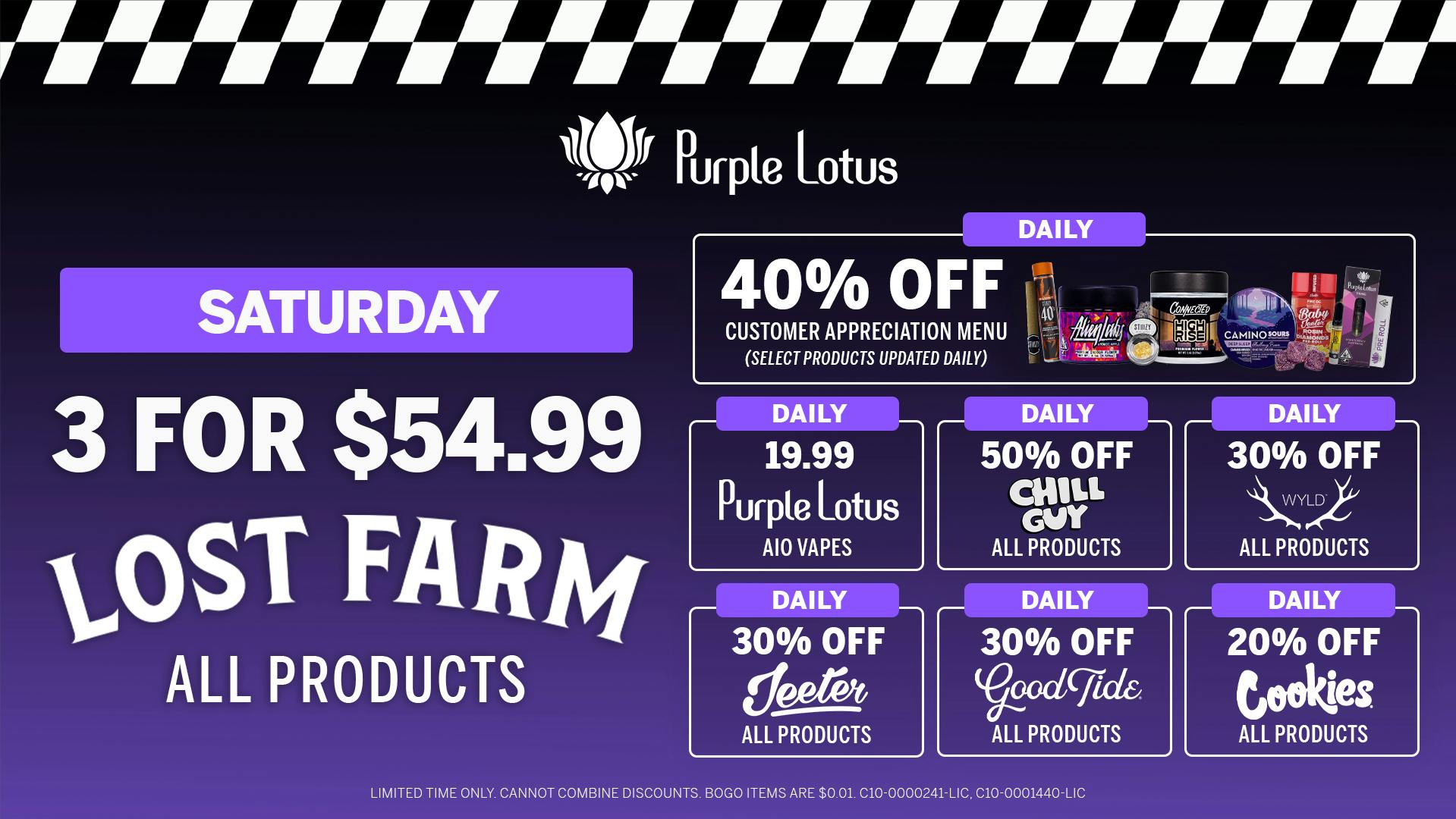 Purple Lotus Patient Center - San Jose 3 For $54.99 Lost Farm