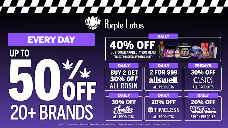 Purple Lotus Delivery - Morgan Hill Up To 50% Off Every Day!