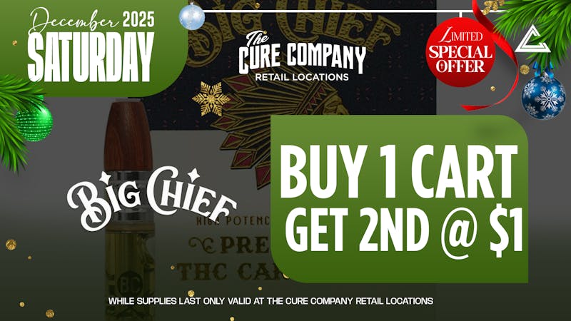 The Cure Company - Crenshaw 💨 Big Chief Saturday: Buy 1 Cart, Get 2nd for $1!
