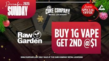 The Cure Company - Pico 🌿 Raw Garden Sunday: Buy 1G Vape, 2nd Only $1!