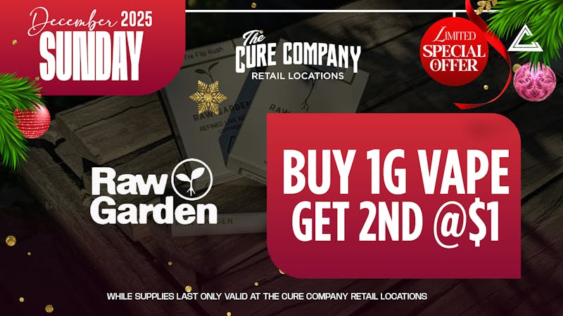 The Cure Company - Pico 🌿 Raw Garden Sunday: Buy 1G Vape, 2nd Only $1!