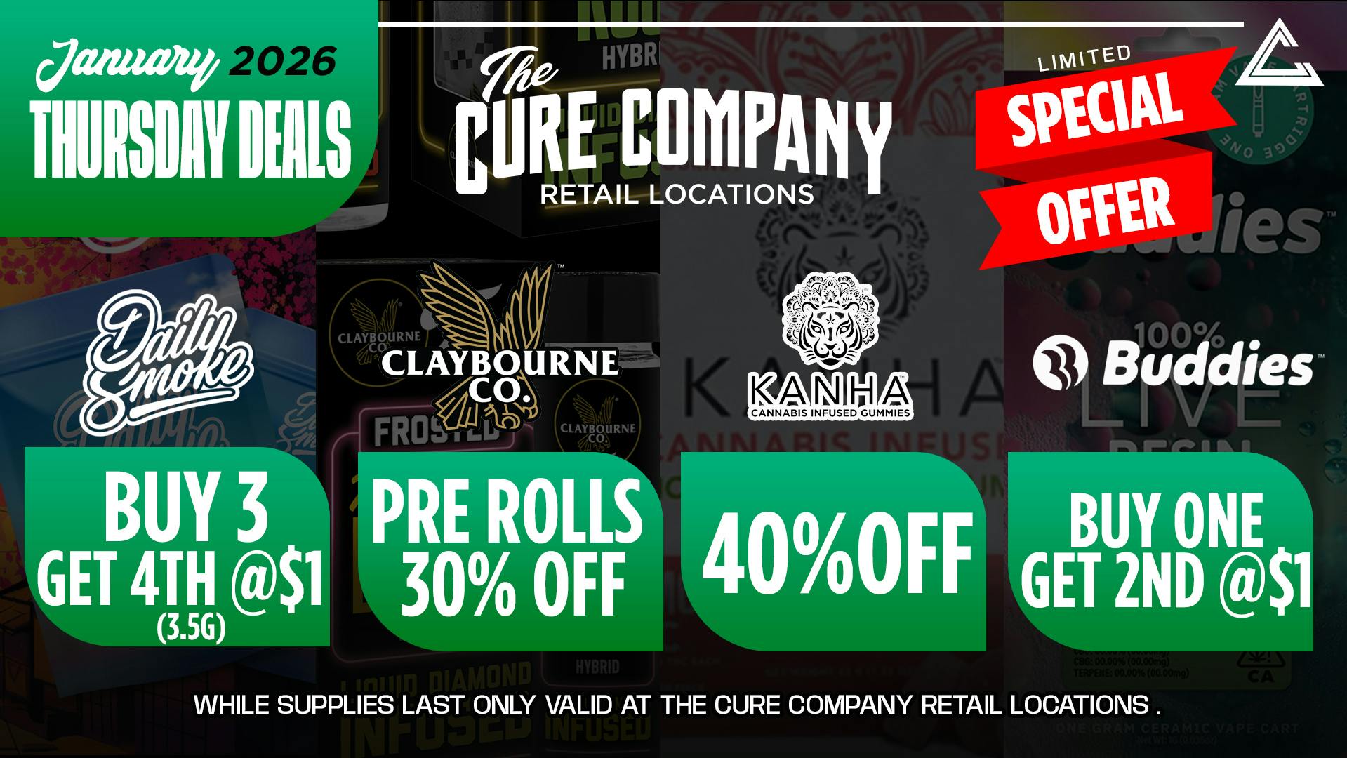 The Cure Company DTLA DTPG Thursday Deals – New Year Specials🔥