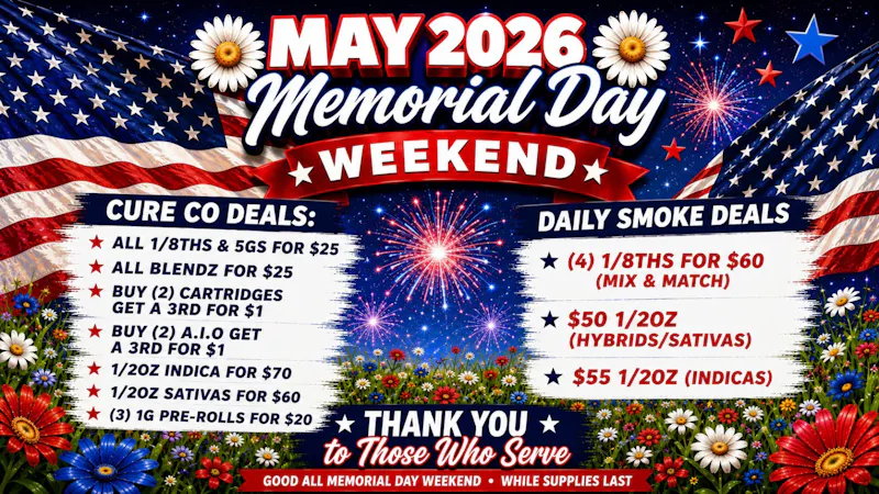 CCC by The Cure Company 🇺🇸 Memorial Day Weekend Cure Co Smokeout Sale 💨