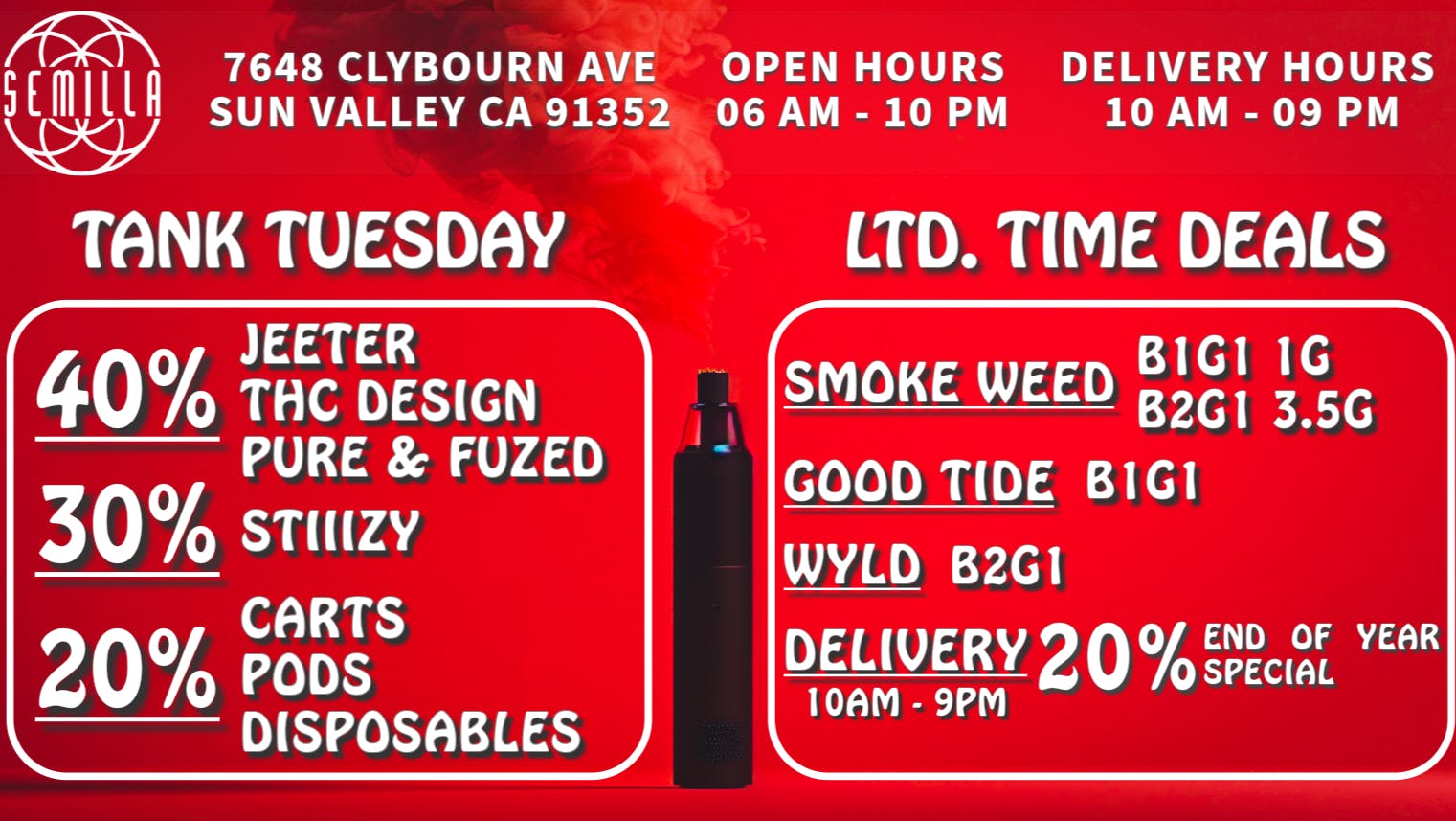 SEMILLA HRC 40%OFF THC Design, Jeeter, Pure, Fuzed!